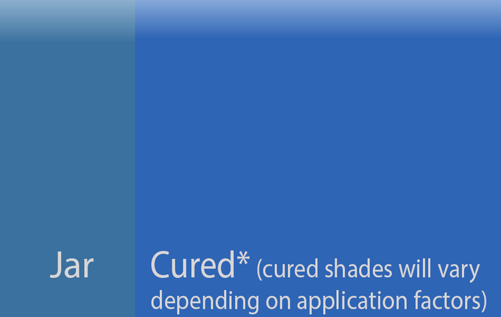 Boombox Goose Paste® Color swatch with Jar color and cured color neon blue