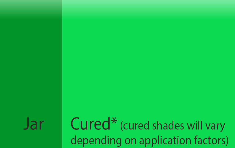 Gizmo Goose Paste® Color swatch with Jar color and cured color neon green