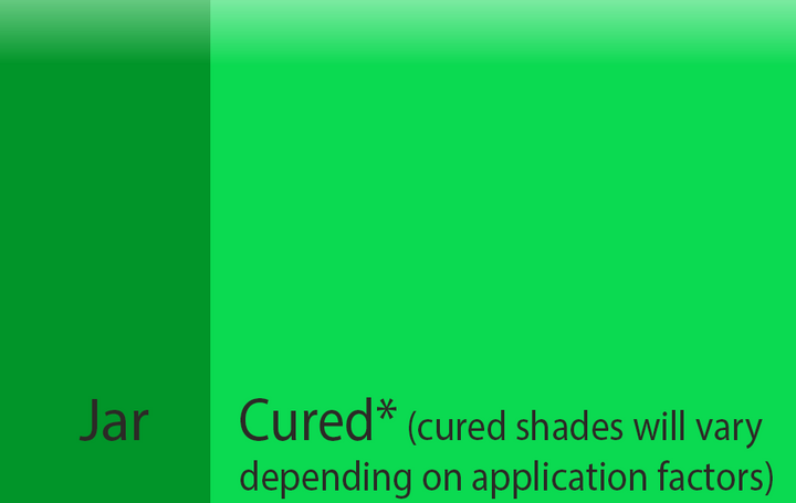 Gizmo Goose Paste® Color swatch with Jar color and cured color neon green