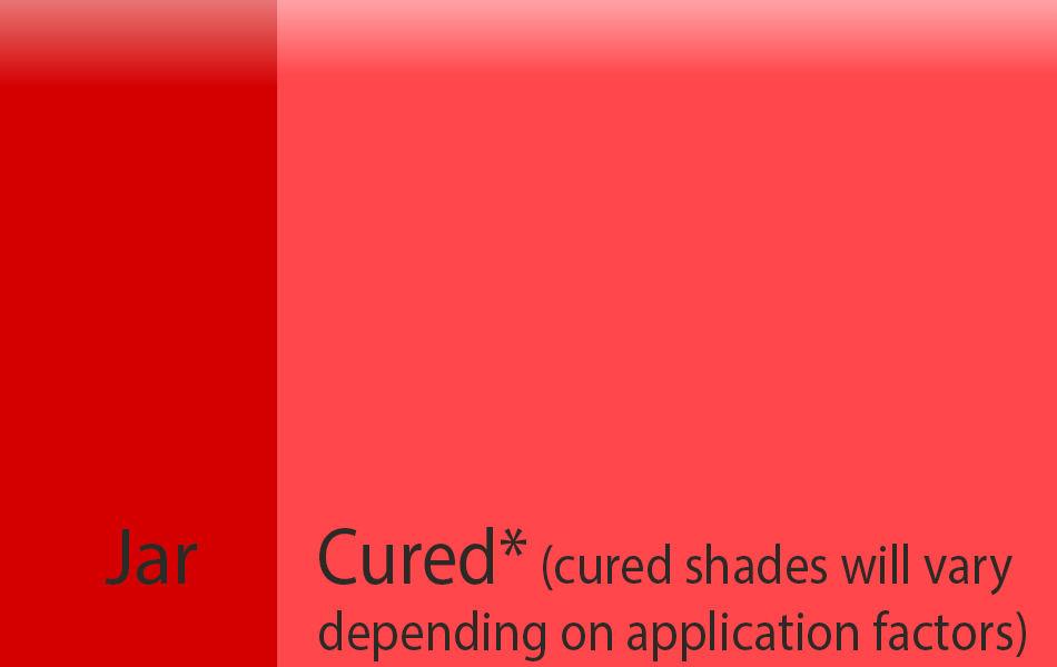 Roller Skate Goose Paste® Color swatch with Jar color and cured color neon red